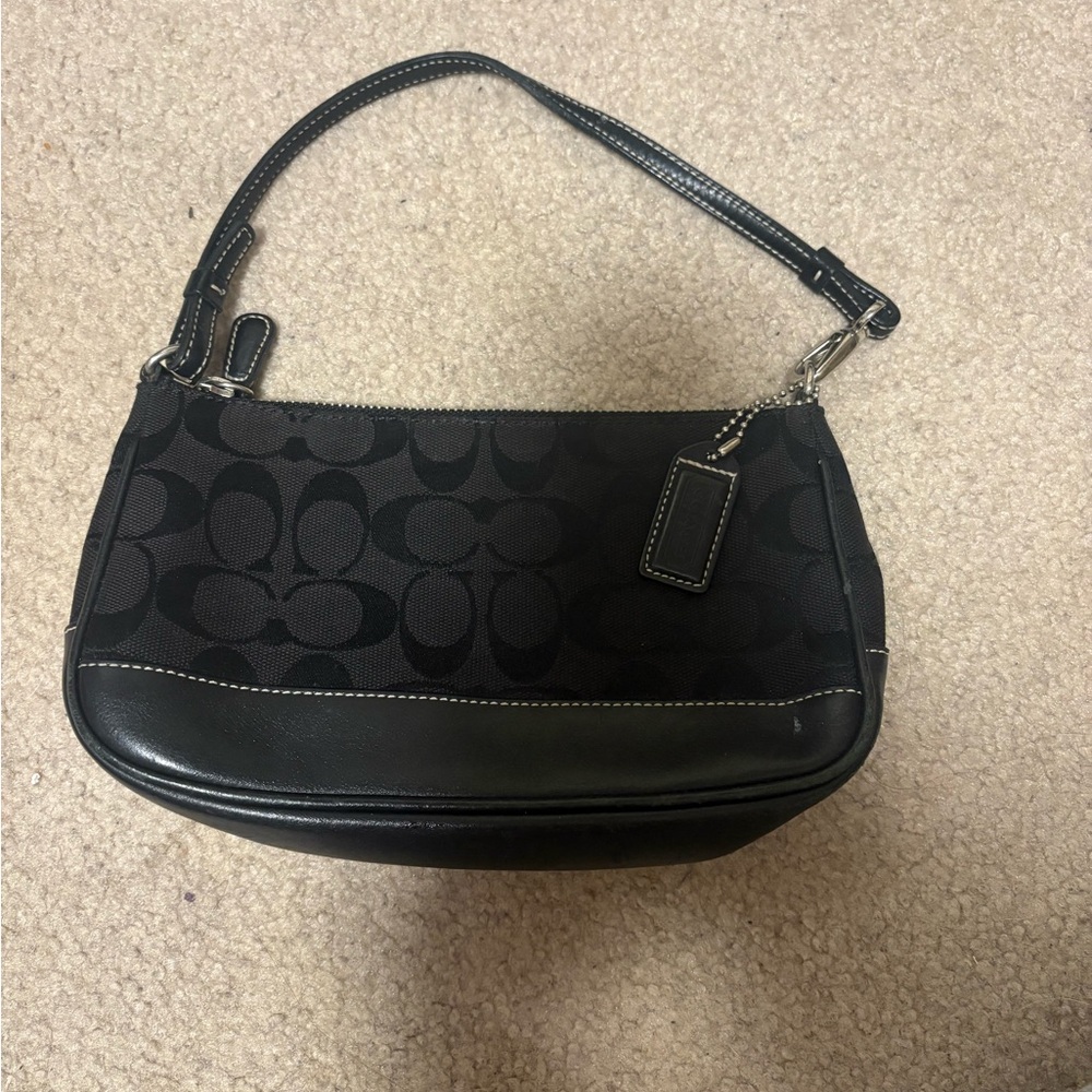 Coach Black Monogram Shoulder Bag Sleek Design